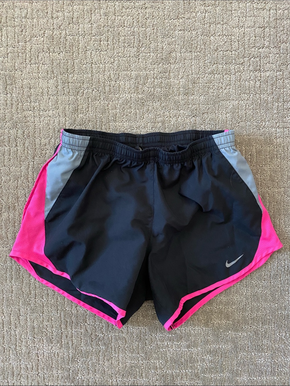 Nike Black Shorts with Pink Trim and Gray Panels